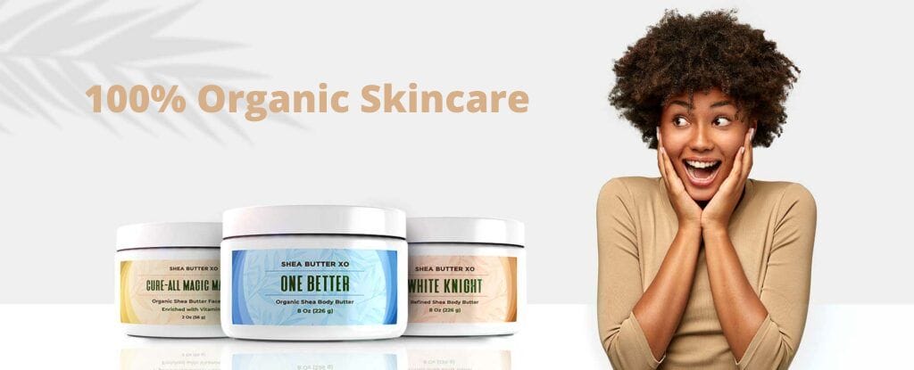 Woman with Shea Butter XO products
